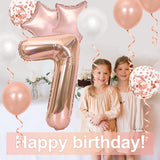 16 Inch Rose Gold Number 7 Balloon, Large Helium Balloon Birthday Party Decorations for Girls, Rose Gold Latex Balloons, 2 Year Party Supplies for Baby Shower Birthday Celebration