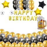 Birthday Party Decoration for Adult Happy Birthday Banner Black and White Balloons Party Supplies with Light for Men and Women (Pack of 66)