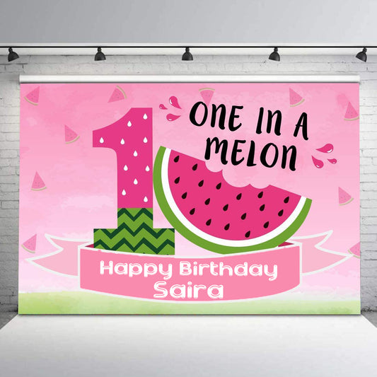 One In A Melon Theme Birthday Party Backdrop 