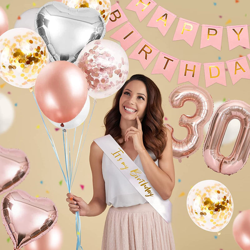 Rose Gold 30th Birthday Party Supplies for Women Birthday