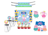 Peppa Pig Theme Birthday Party Combo Kit with Backdrop & Decorations