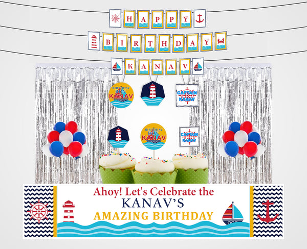 Nautical Ahoy  Theme Birthday Complete Party Kit