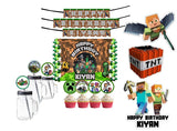 Minecraft Theme Birthday Party Combo Kit with Backdrop & Decorations