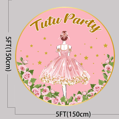 Ballerina Theme Round Birthday Party Backdrop
