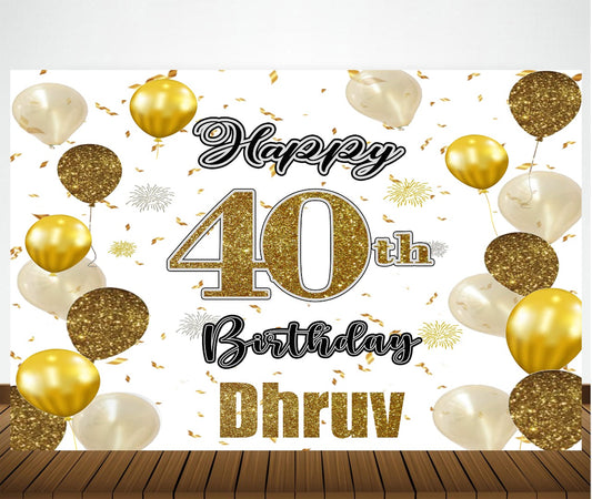 Personalize 40th Birthday Black Party Backdrop Banner