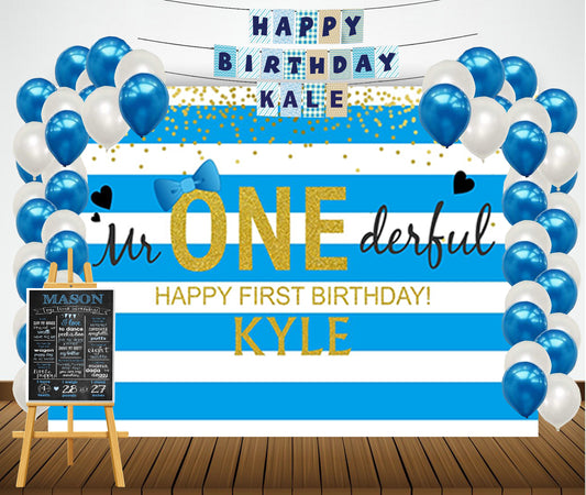 One Is Fun Boys Birthday Party Personalized Complete Kit