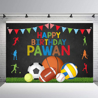 Sports Theme Birthday Party Backdrop 