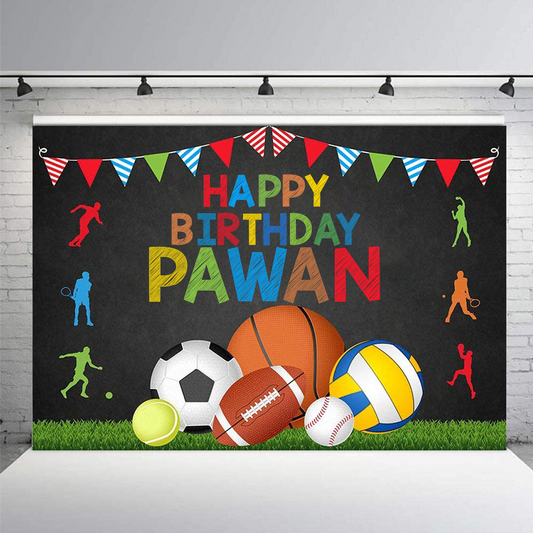Sports Theme Birthday Party Backdrop 