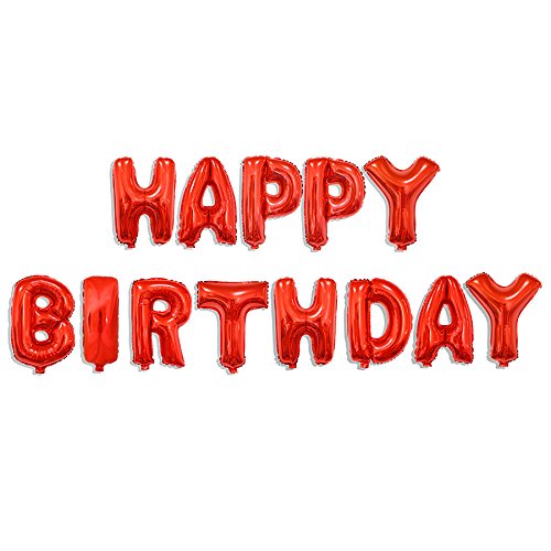 Red Happy Birthday Foil Letter Mylar 16 Inch Large Aluminum Balloon Banner For Kids And Adults Party Decorations