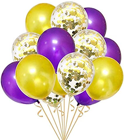 Metallic Gold And Purple Balloons  Gold Confetti Balloon