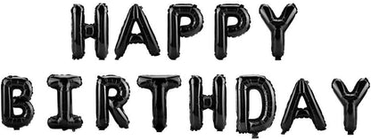 Black Happy Birthday Foil Mylar 16 Inch Large Aluminum Balloon Banner For Kids And Adults Party Decorations