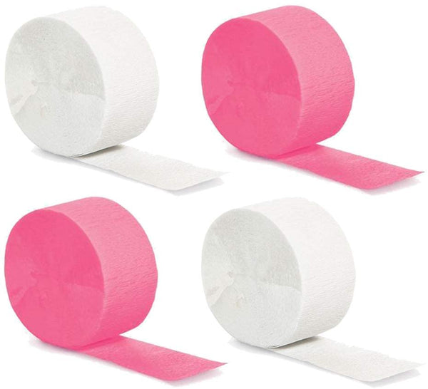 White And Pink Crepe Paper Crepe Paper Streamer (12 Piece)