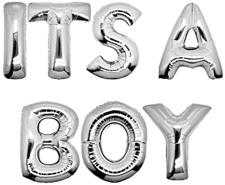 16 Inch Silver Letter Mylar "Its A Boy" Banner For Baby Boy Welcome Party Decoration