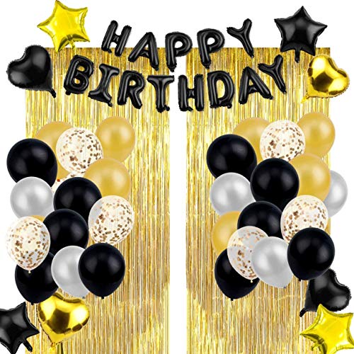 Black And Gold Confetti Balloons For Birthday,Golden Girls Party Decorations,Black And Gold Latex Balloons, Foil & Confetti Balloon, Foil Curtain