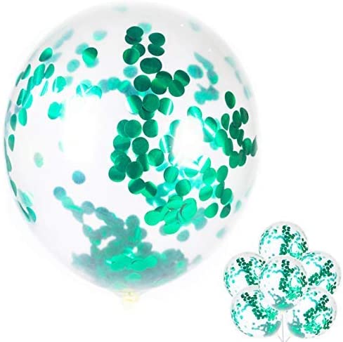 Green Confetti Transparent Balloons