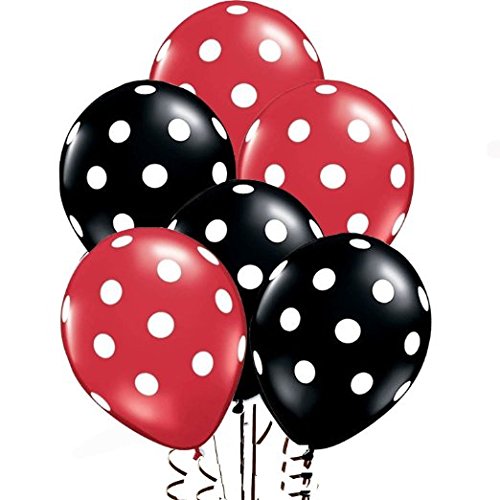Black And Red Polka Dot Party Balloons-Birthday Parties, Mickey Mouse Party, Casino Theme.