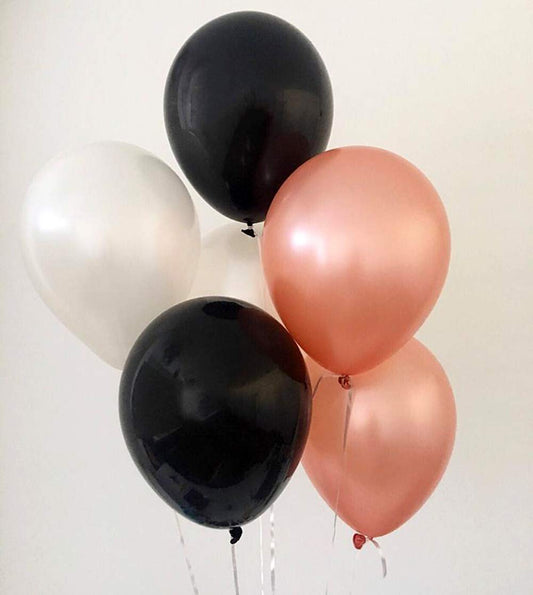 White ,Black And Rose Gold Latex For Birthday, Bridal Shower, Baby Shower