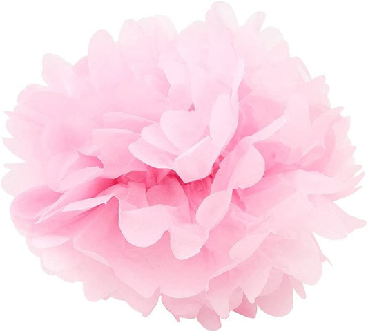 Pink Paper Party Decorations Paper Fans Set and Paper Pompoms Flowers