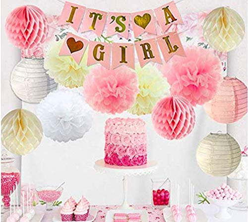 Its A Girl -Baby Welcome Banner Bunting & Garland Photo Booth Props Decoration