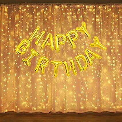 Birthday Banner Decoration With Led Light Pack For Birthday Decoration At Home/Outside (Light With Gold Foil)