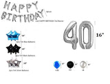 40th Birthday Decorations Party Supplies Blue Silver and  Black