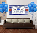 Personalize Royal Blue And Gold Prince Crown Birthday Party Backdrop Banner