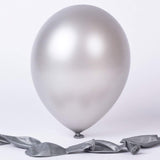 Metallic Balloons 9 Inch Thick Silver Latex Balloon Pack Of 50 For Birthday, Anniversary Parties