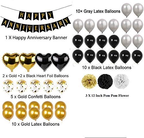 Anniversary Black And Gold Party Decorations