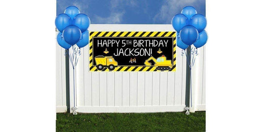 Personalized Construction Birthday Photo Party Backdrop