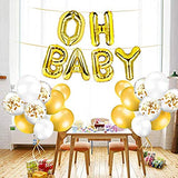 Oh Baby Letter Balloons With Golden White Confetti Balloons For Baby Shower Decoration