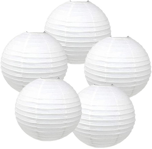 White Paper Lanterns -12"Inch Great For Birthday Parties, Weddings Or Baby Shower