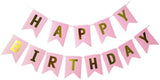 Pink Gold Foiled Happy Birthday Bunting Banner Party Decor Home Decor For Home