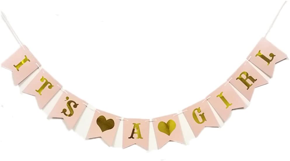 Its A Girl -Baby Welcome Banner Bunting & Garland Photo Booth Props Decoration