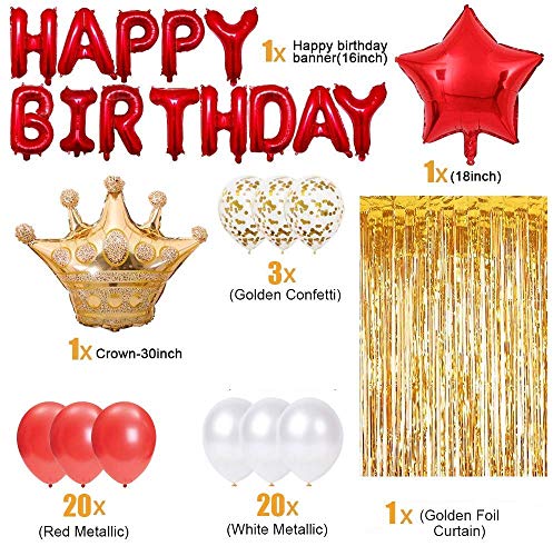 Happy Birthday Decoration Kit Combo With Banner, Balloons, Foil Curtain, Crown Foil For Birthday Party Decoration