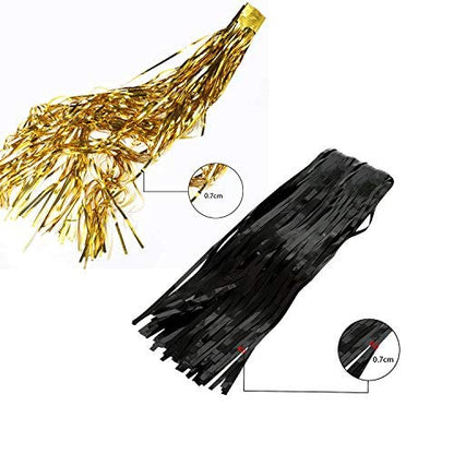 Black Gold Metallic Tinsel Foil Fringe CurtainsParty Decorations