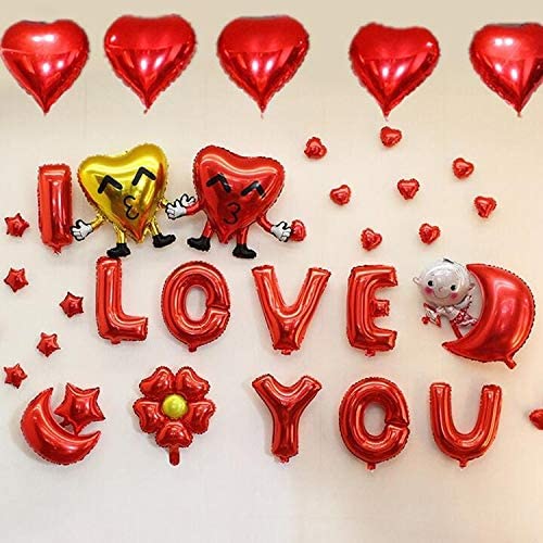 I Love You Foil Balloon, Red Letters For Valentine'S Day, Weddings, Proposal Decoration