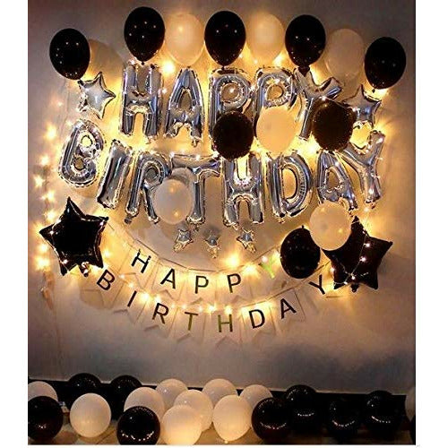 Birthday Decorations Kit Black And Silver Birthday Party Supplies