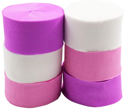 White ,Pink And Purple Crepe Paper Crepe Paper Streamer (18 Piece) - Party Supplies For Parties, Baby Shower, Bridal Shower