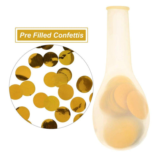 Gold Number 3 & Balloon Set - Large, 32 Inch | Gold Confetti Balloons, Pack Of 5