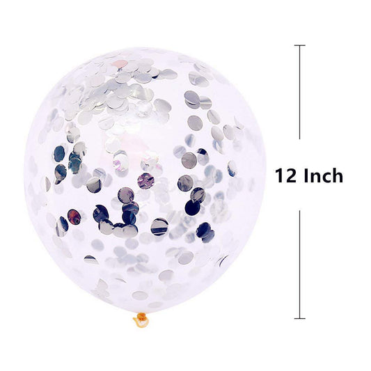 Metallic Silver And Pink Balloons And 12 Inch Silver Confetti Balloon (With Ribbon) - Pack of 40