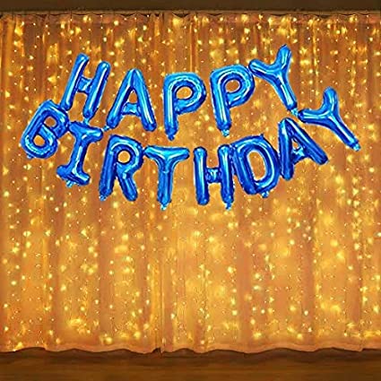 Birthday Banner Decoration With Led Light Pack For Birthday Decoration At Home/Outside (Light With Blue Foil)