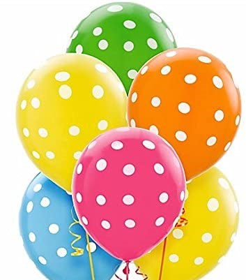 Assorted Color Polka Dot Party Balloons- Perfect For Birthday Parties, Anniversary Parties Etc.