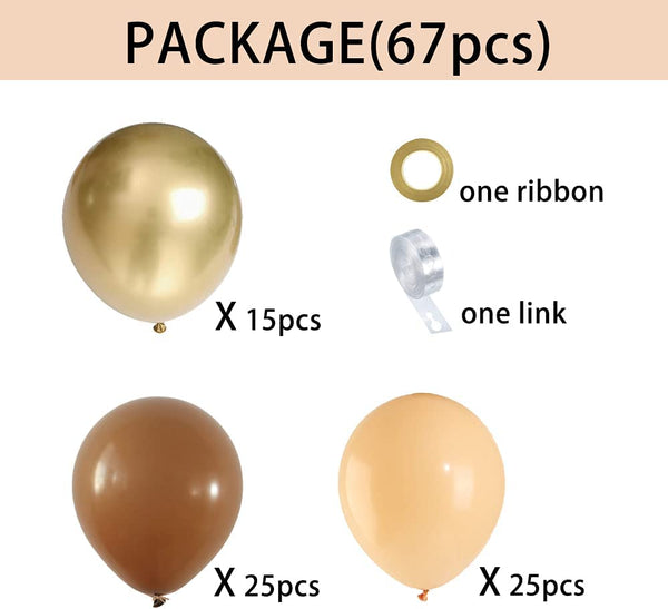 Latex Balloon for Birthday -Brown Rose Gold and Gold