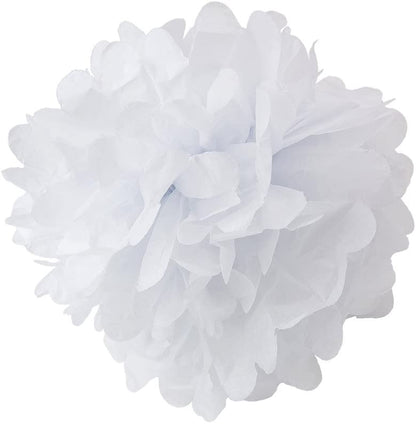 Red Silver And White Tissue Paper Pom Poms And Paper Lanterns -Birthday Party Decorations