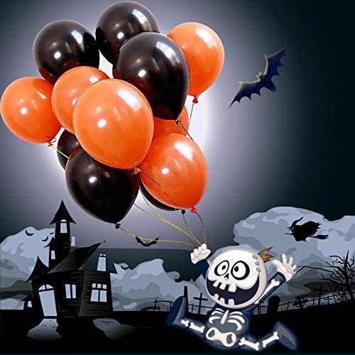Black And Orange Latex Balloon For Birthday Parties, Halloween Decorations Etc.