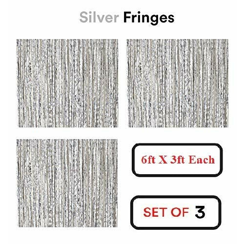 Birthday Decorations, Happy Birthday Banner Foil - Fringe Silver Curtain Metallic Helium Balloons