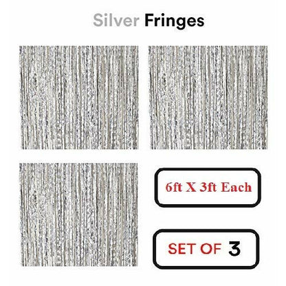 Birthday Decorations, Happy Birthday Banner Foil - Fringe Silver Curtain Metallic Helium Balloons