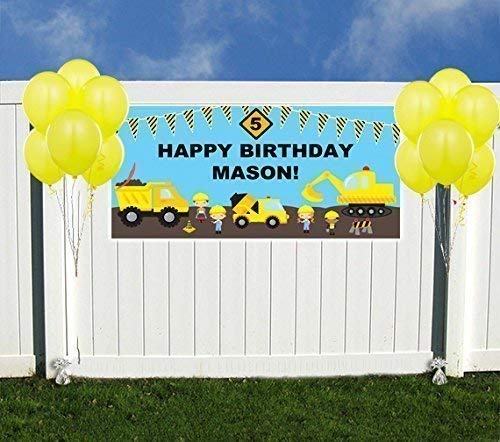 Personalized Construction Birthday Photo Party Backdrop