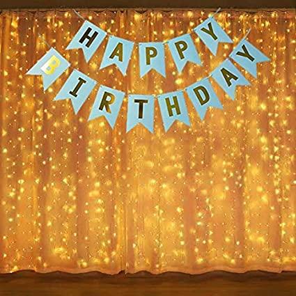 Birthday Banner Decoration With Led Light Pack For Birthday Decoration At Home/Outside (Light With Blue Banner)