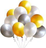 Metallic White, Golden And Silver Latex Balloon For Birthday Parties, Graduation Party , Anniversary Party